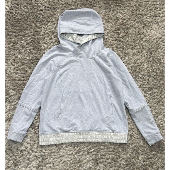 Lululemon Sweaters - Lululemon Women’s Pullover Hoodie Size 6 Light Heather Gray Satin Trim Athletic